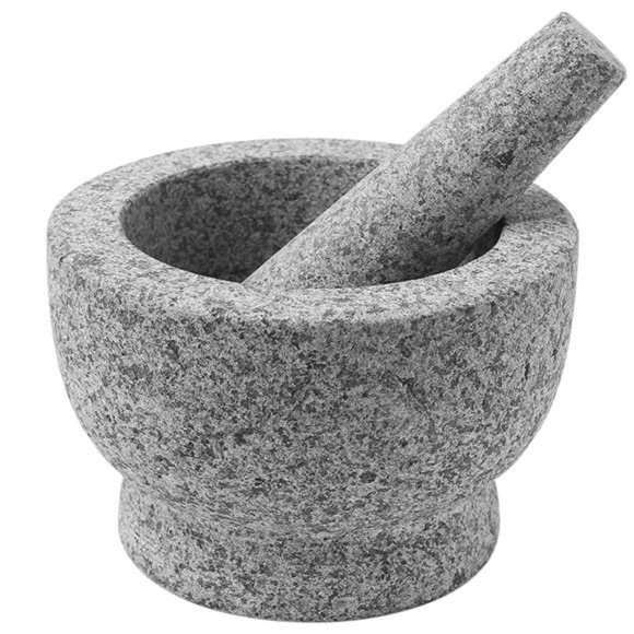 Mortar and Pestle Set - 6 Inch - 2 Cup Capacity - Unpolished Heavy Granite - Picture 1 of 6